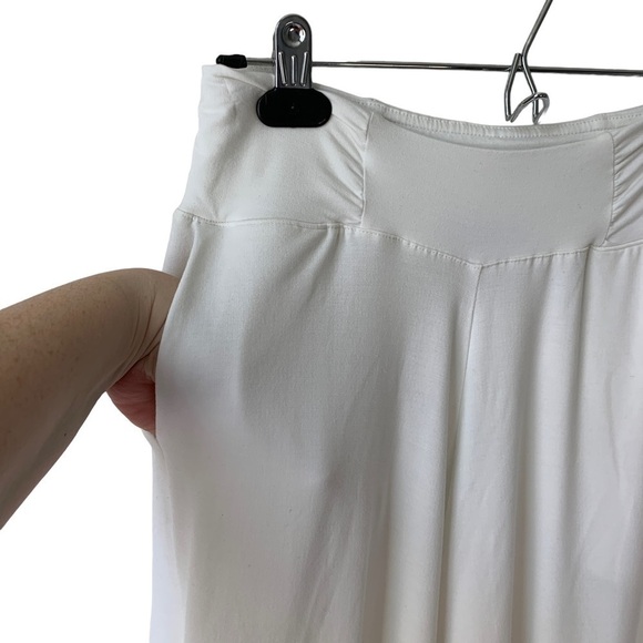 LNBF Bamboo Viscose High Rise White Wide Leg Culottes Women's XS Capris Cropped - Picture 3 of 8